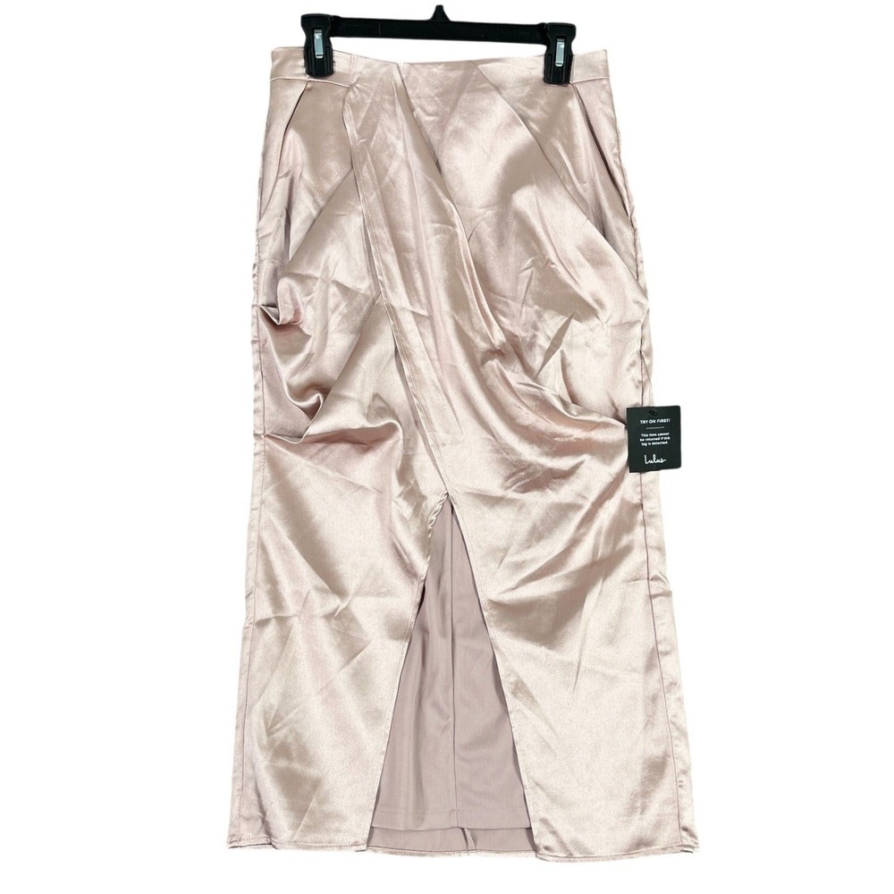 Lulus Skirt Womens M Satin Ruched Slit Mini Party Cocktail Feminine‎ Chic